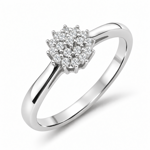 Hvitt gull ring rosett med diamanter totalt 0,22ct TW/SI
