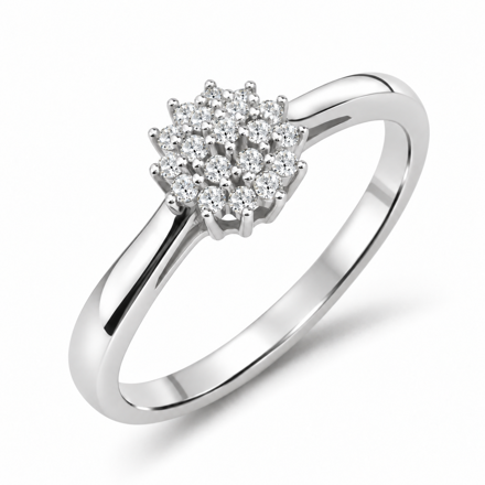 Hvitt gull ring rosett med diamanter totalt 0,22ct TW/SI