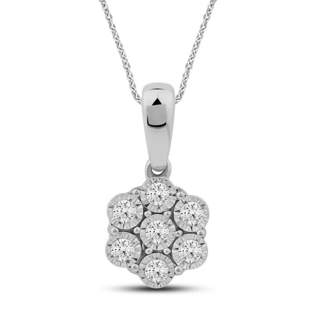 Hvitt gull rosett anheng med diamanter 0,10ct TW/SI