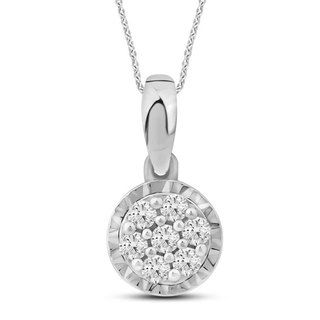 Hvitt gull rosett anheng med diamanter 0,08ct TW/SI