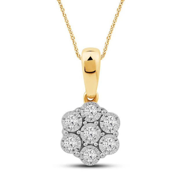 Gull rosett anheng med diamanter 0,10ct TW/SI