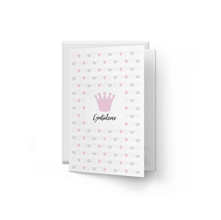 Gratulasjonskort rosa kroner