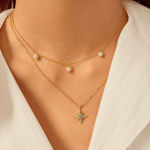 Ania Haie gold TRIPLE SHELL PEARL necklace