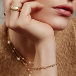 Ania Haie gold round stone chain bracelet