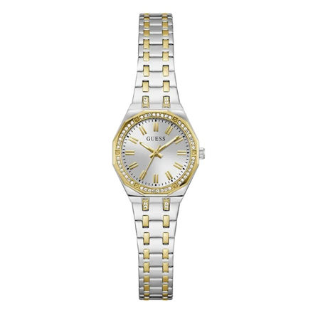 Guess Ladies Bejeweled tofarget stål 25mm 3atm sølvfarget skive og lenke