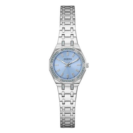 Guess Ladies Bejeweled stål 25mm 3atm  lysblå skive og lenke