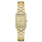 Guess Ladies Bejeweled gullfarget stål 23mm 3atm  skive med blanke steiner og lenke