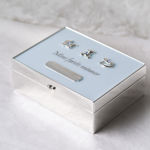 Mine første minner gutt lysblå forsølvet skrin