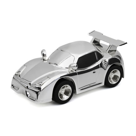 Sparebøsse "sportsbil" forsølvet lakkert