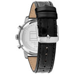 Tommy Hilfiger herreur stål med svart skive & skinnreim romertall 42mm 5atm