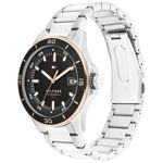 Tommy Hilfiger herreur stål svart skive & stål lenke 43mm 5 atm