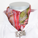 Victoria silkeskjerf grønt, rødt & orange