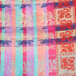 Gabriella silkeskjerf turkis, rosa & rødt
