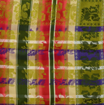 Gabriella silkeskjerf grønt, rødt & blått