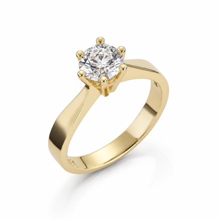 Gult gull ring Margrethe 1,00ct LAB diamant River VS