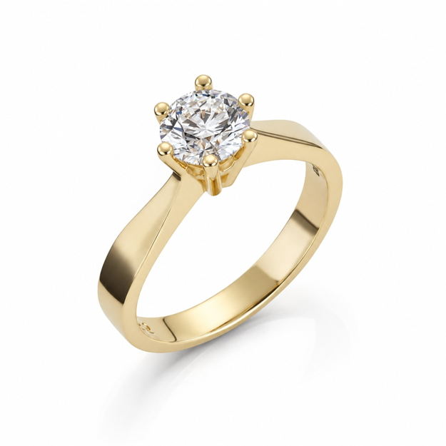 Gult gull ring Margrethe 1,00ct LAB diamant River VS