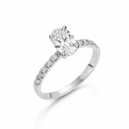 Hvitt gull ring Olivia 1,12ct - senter sten 1,01ct LAB diamant River VS