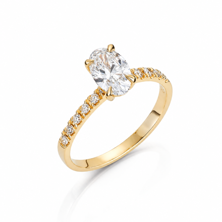 Gult gull ring Olivia 1,14ct - senter sten 1,02ct LAB diamant River VS