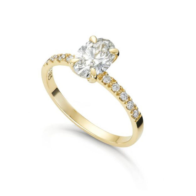 Gult gull ring Olivia 1,14ct - senter sten 1,02ct LAB diamant River VS