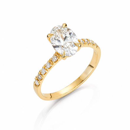 Gult gull ring Olivia 1,65ct - senter sten 1,53ct LAB diamant River VS