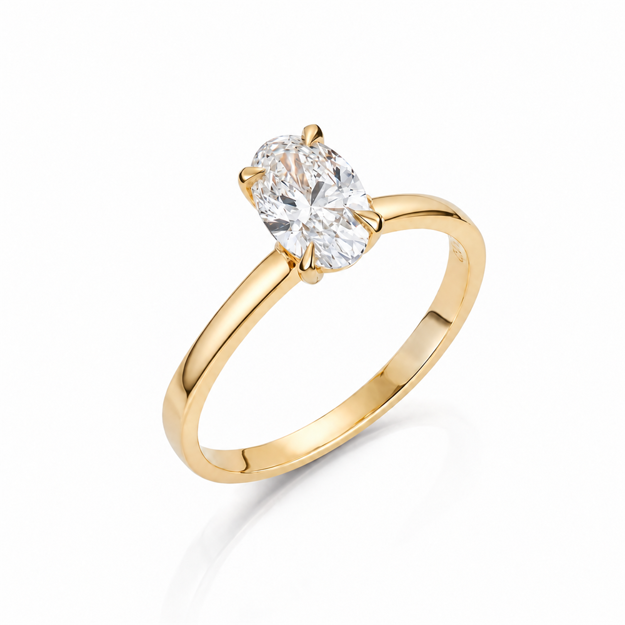 Gult gull ring Olivia 1,02ct LAB diamant River VS