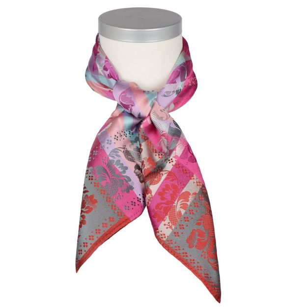 Gabriella silkeskjerf rosa, rød, grønn