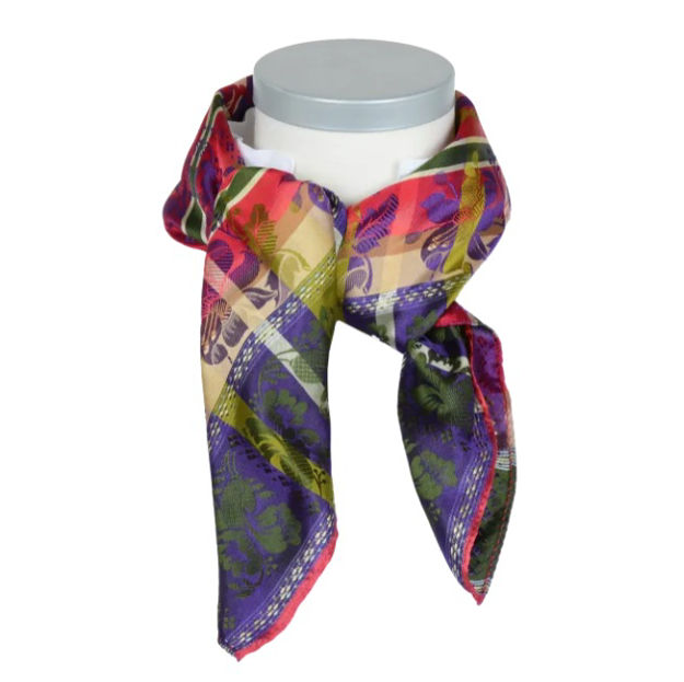 Gabriella silkeskjerf lilla, grønn, rød