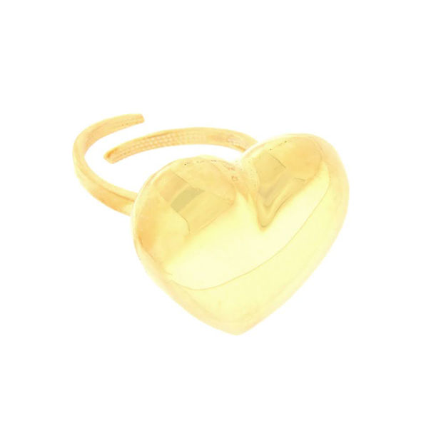 Forgylt sølv ring hjerte 22x25 justerbar