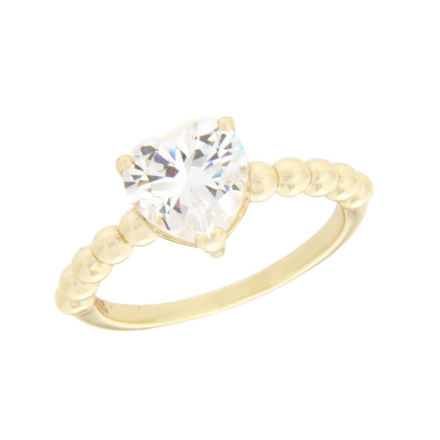 Forgylt sølv ring kuler & blank hjertezircon