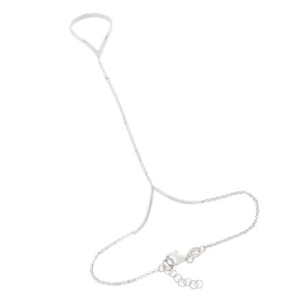 Rhodinert sølv ring + armlenke V 2mm  med kjede 18.5+2mm