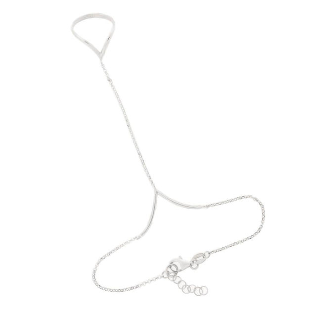 Rhodinert sølv ring + armlenke V 2mm  med kjede 18.5+2mm