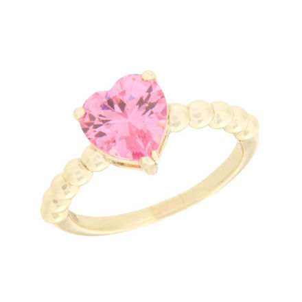 Forgylt sølv ring kuler og rosa hjerte-zircon