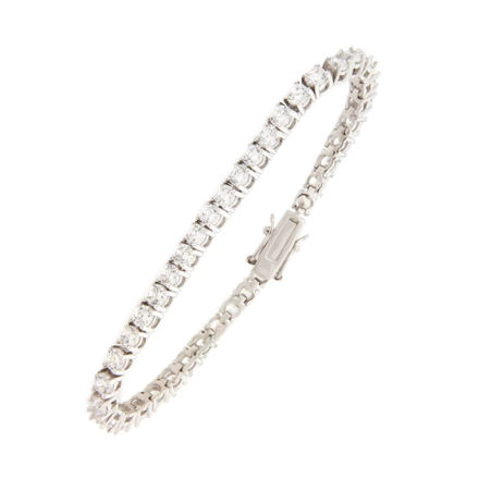 Rhodinert sølv armlenke med blanke zirconer 4x4mm 19cm