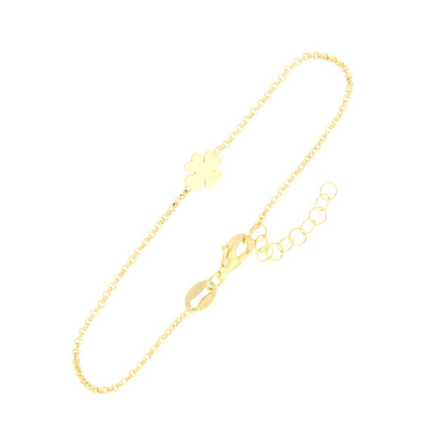 Forgylt sølv armlenke med kløver 16+3cm