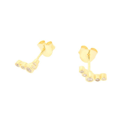 Forgylt sølv øredobber V-form med zirconer