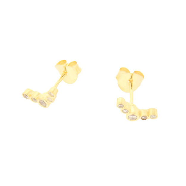 Forgylt sølv øredobber V-form med zirconer