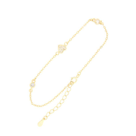 Forgylt sølv armlenke hjerte med Cubic Zirconia 16+3cm