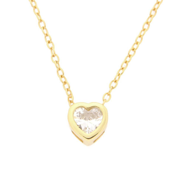Forgylt sølv halskjede CAIA med zircon hjerte 41+5cm