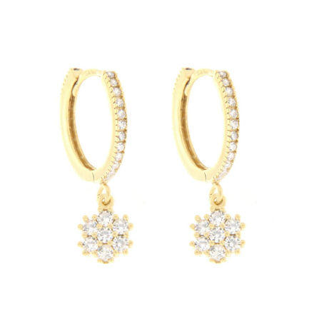 Forgylt sølv øreringer med rosett heng zircon