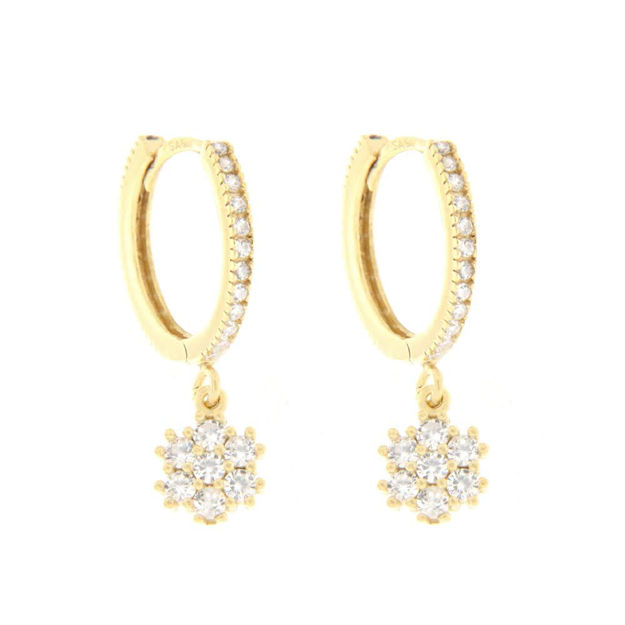 Forgylt sølv øreringer med rosett heng zircon