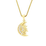 Forgylt sølv halssmykke måne & sol med zirconer