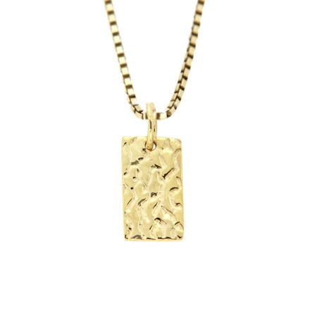 Forgylt sølv halssmykke hamret plate 8,5x15mm