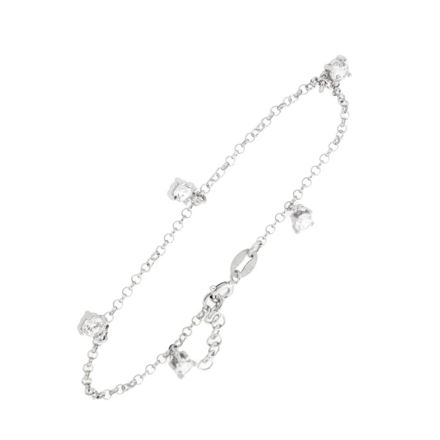 Rhodinert sølv armlenke med 5x zirconer 4x4mm 17.5+2cm