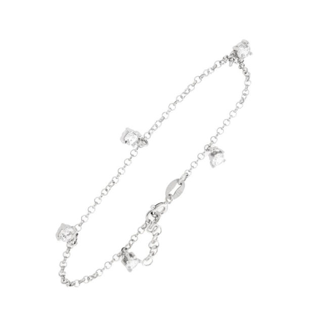 Rhodinert sølv armlenke med 5x zirconer 4x4mm 17.5+2cm