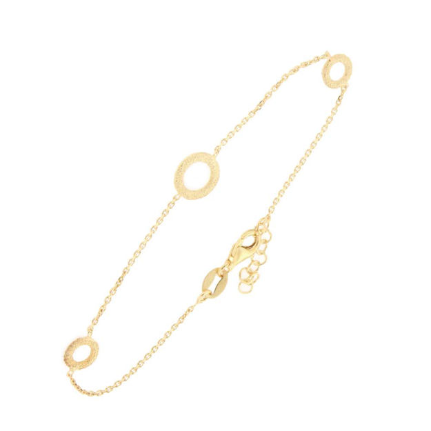 Forgylt sølv armlenke med 3x satinerte sirkler 17+2cm