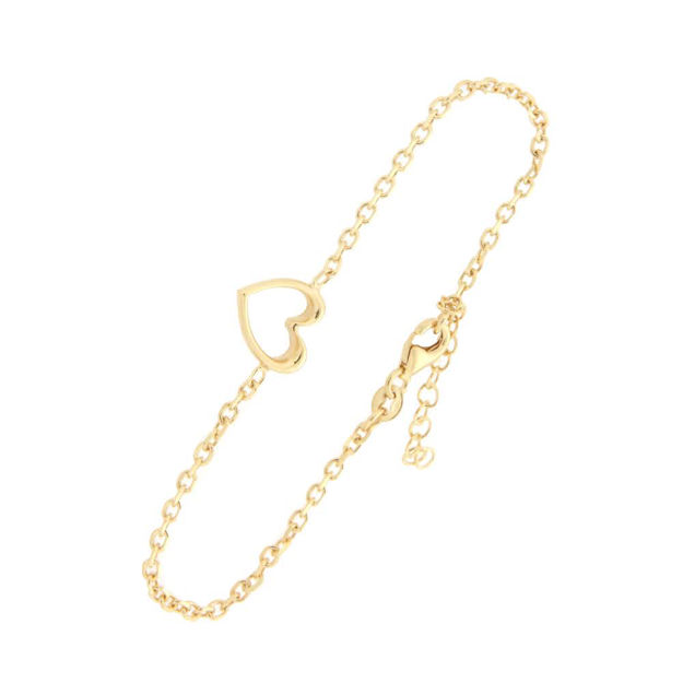 Forgylt sølv armbånd hjerte 16,5+3cm