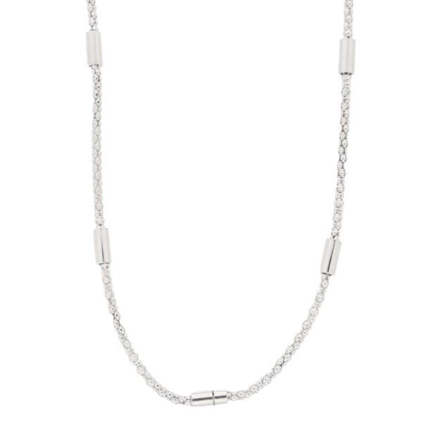 Rhodinert sølv collie med staver 42+3cm