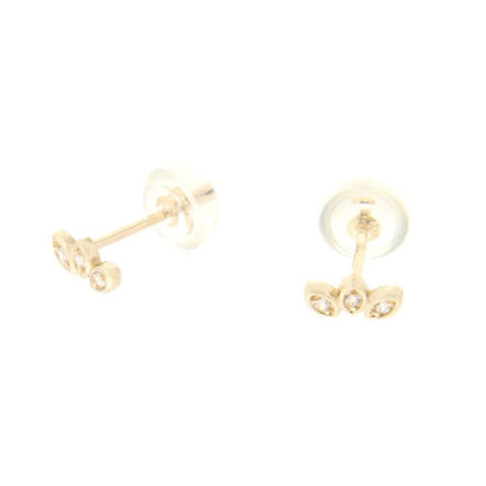 Gull øredobber med 3 blanke zirconer