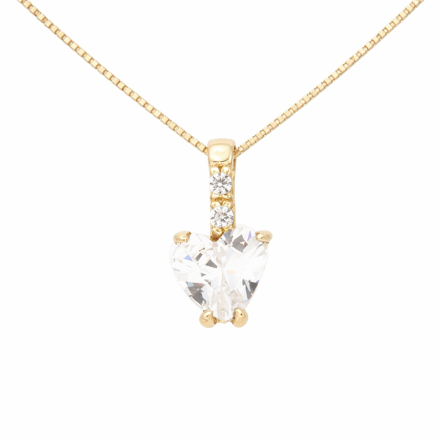 Gull halssmykke Caia 375 blank hjertezircon 5mm