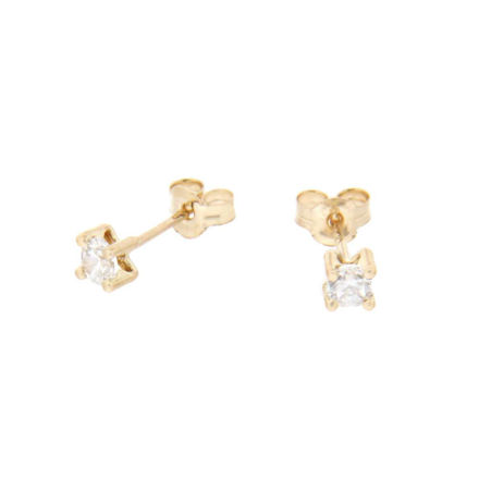 Gull øredobber 585 3mm zircon